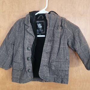The Childrens Place Toddler Boys Plaid Jacket - Black & Tan